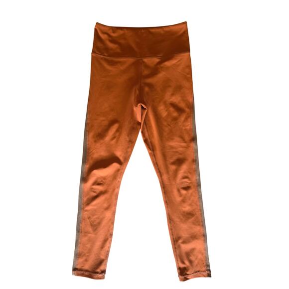 Zyia Orange Side Striped Joplin Light N Tight Leggings 4 Womens Skinny Workout - Picture 2 of 5